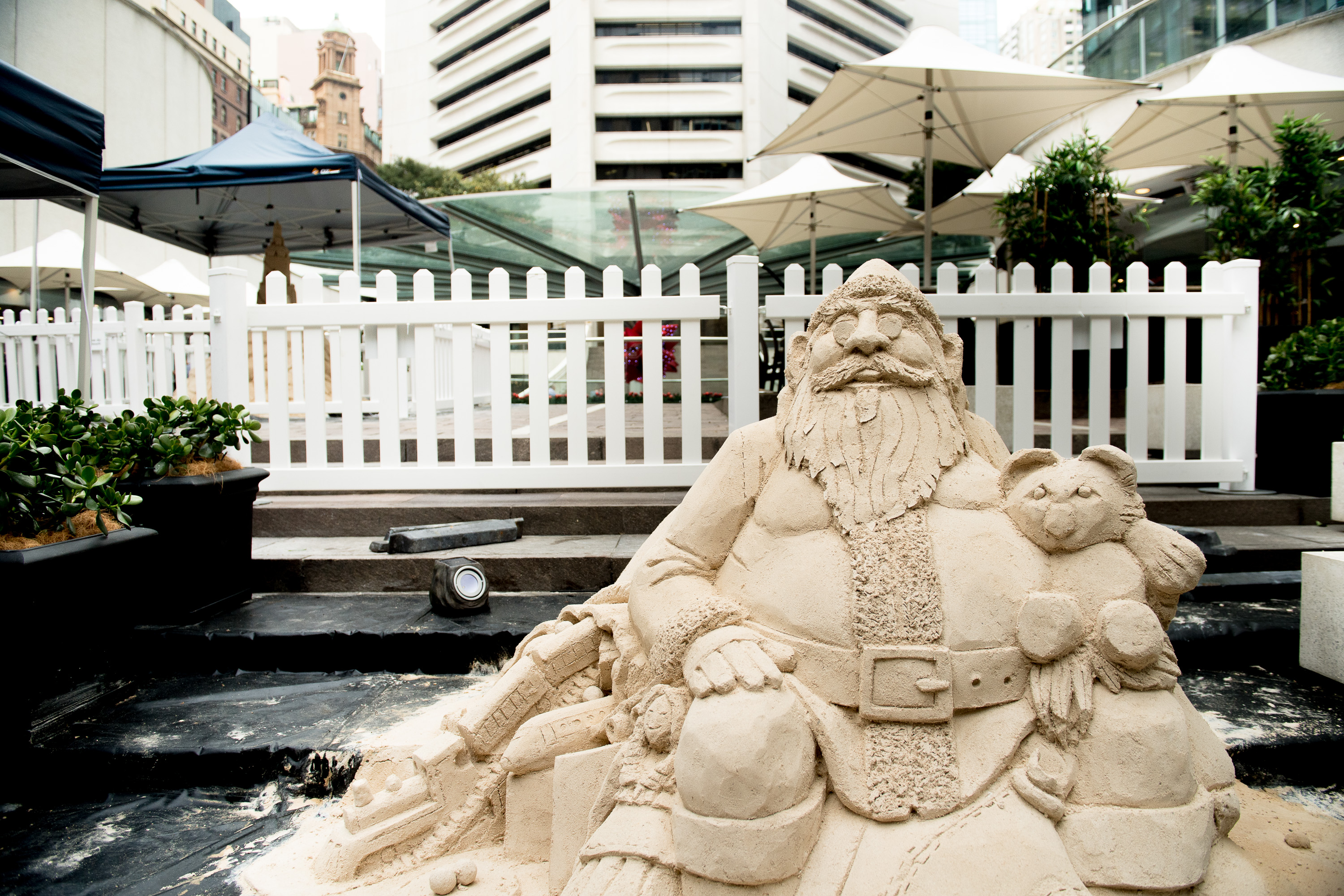 Sand sculptures on the steps of the MLC The Beast